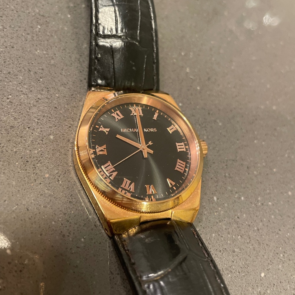 Michael Kors Black and Rose Gold Watch